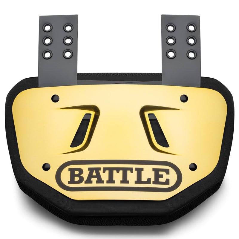 Battle لوحة ظهر كرة القدم من باتل سبورتس كروم - واقي ظهر صلب مع رغوة مخصصة لحماية عالية التأثير - للشباب، ذهبي/أسود كروم - Image 1